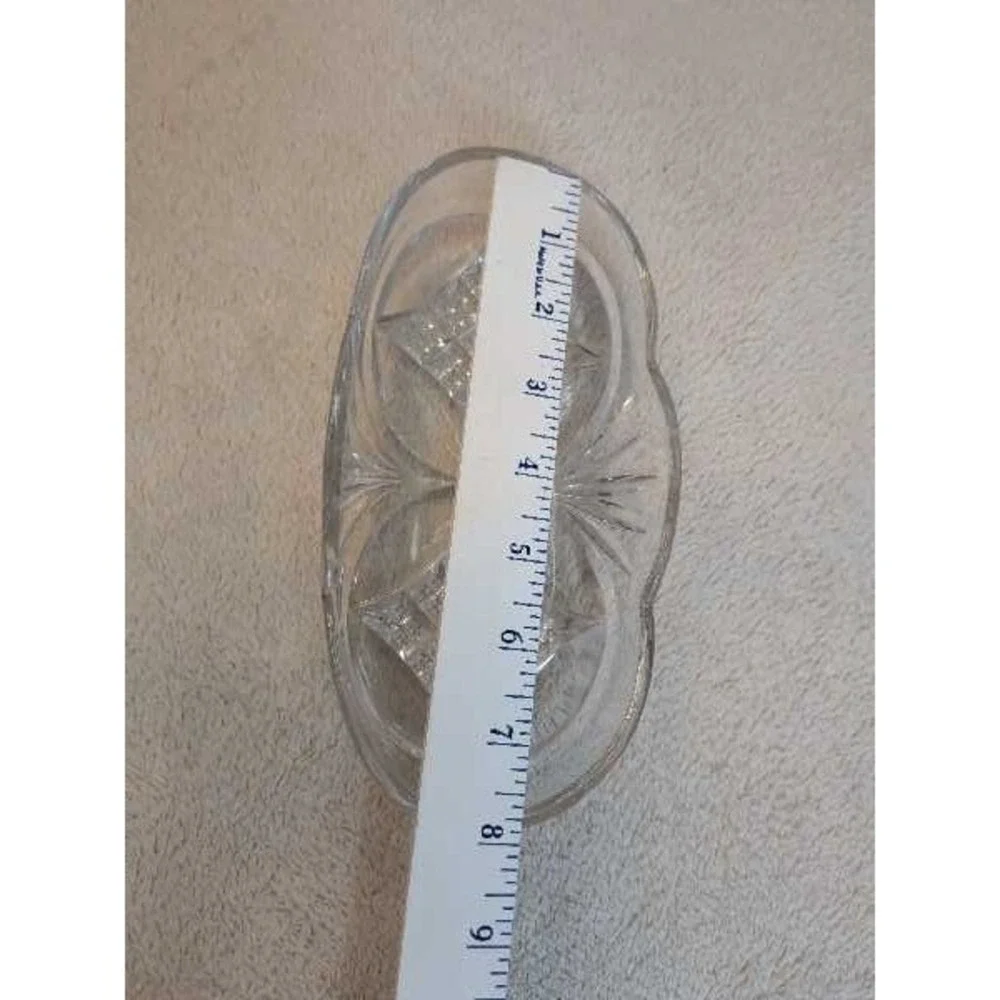 Vintage Pressed Glass‎ Relish Dish Starburst Pattern Oval Serving Dish